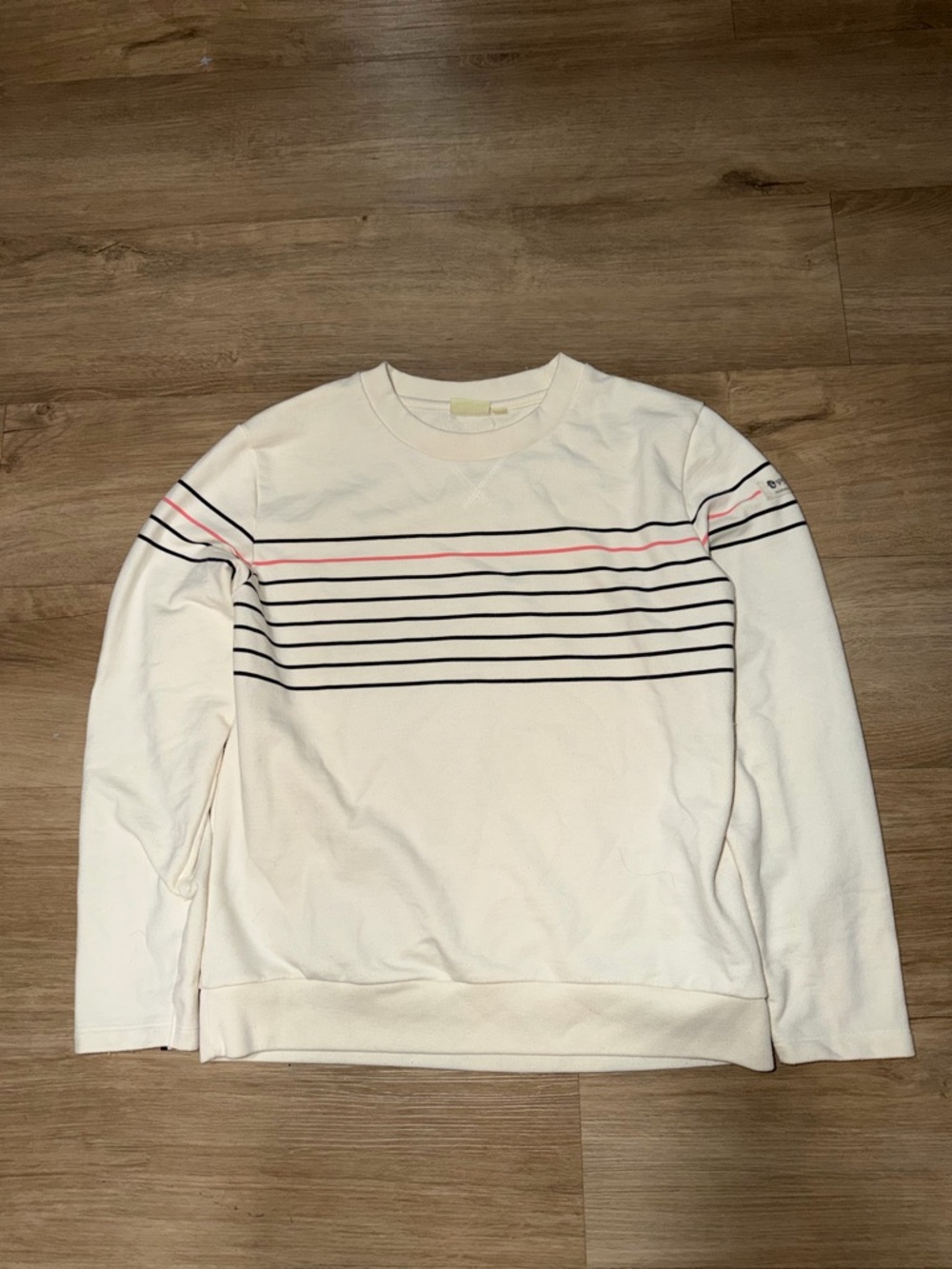 Spartina 449 Cream Sweatshirt with Navy and Pink Stripes